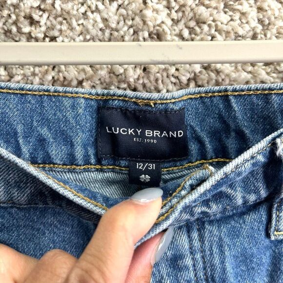 Lucky Brand Jeans Women’s 12/31 90’s Loose High Rise Button Fly Straight Leg Den - Picture 3 of 10